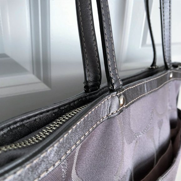 "SOLD" -COACH Silver Signature Metallic Tote Purse - Picture 9 of 12